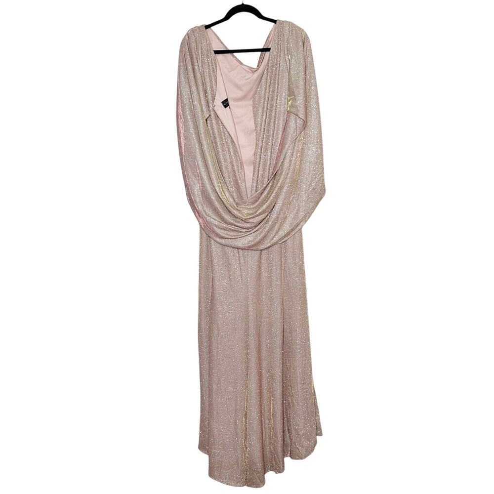 NWT Betsy & Adam Gracie Long Glitter Galaxy Cowl Neck Back Dress Pink Size 22W - Picture 5 of 8